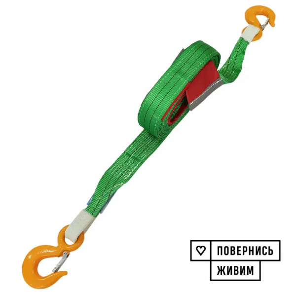 Буксировочный ремень Prommetey 10 т, 4 м (крюк-крюк) с мешочком для хранения