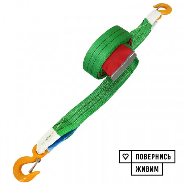 Буксировочный ремень Prommetey 3.5 т, 7 м (крюк-крюк) с мешочком для хранения