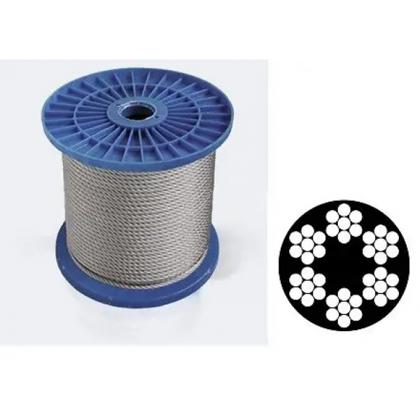 Канат (трос) сталевий оцинкований DIN 3055 в ПВХ оболонці 4 мм (ціна вказана за 1 метр, замовлення кратно 10м)