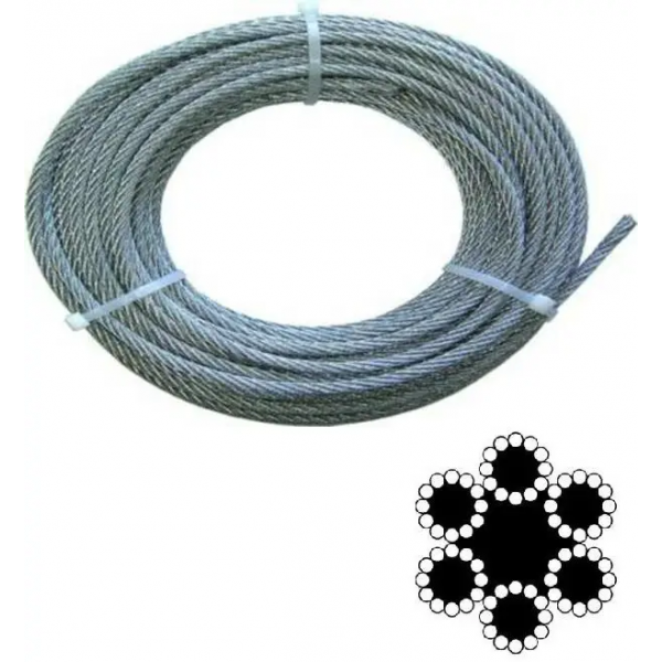 Канат (трос) сталевий оцинкований EN 12385-4, ISO 2408, 6х12 8 мм (ціна вказана за 1 метр, замовлення кратно 10м)