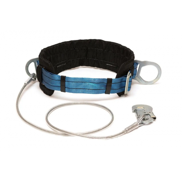 Пояс страхувальний 5ПБ запобіжний безлямковий зі стропом із сталевого троса і малим карабіном (05-120013)