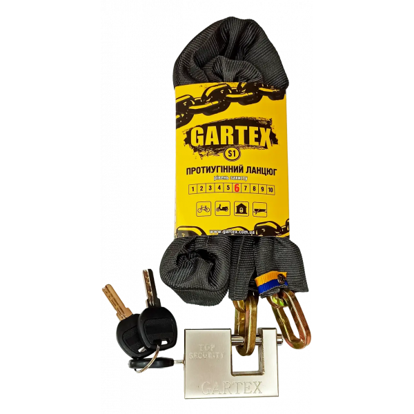 Протиугінний ланцюг (велозамок) Gartex S1 1500x6 мм-003