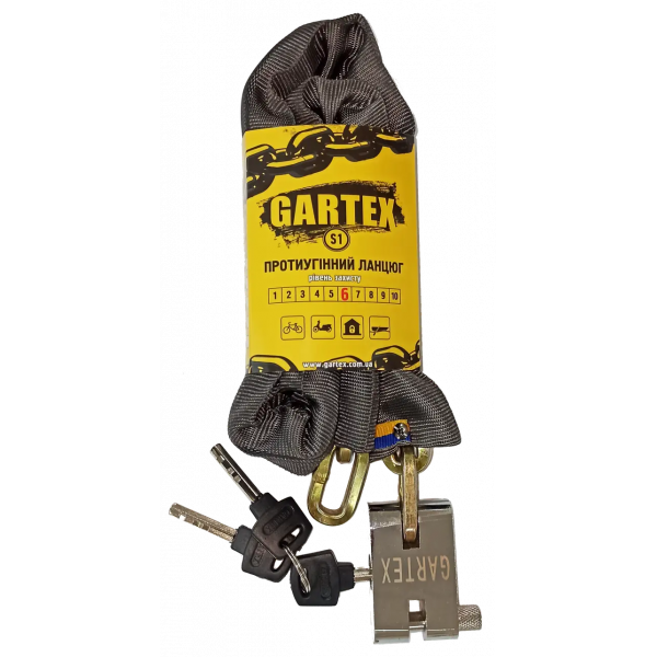 Протиугінний ланцюг (велозамок) Gartex S1 800x6 мм-001