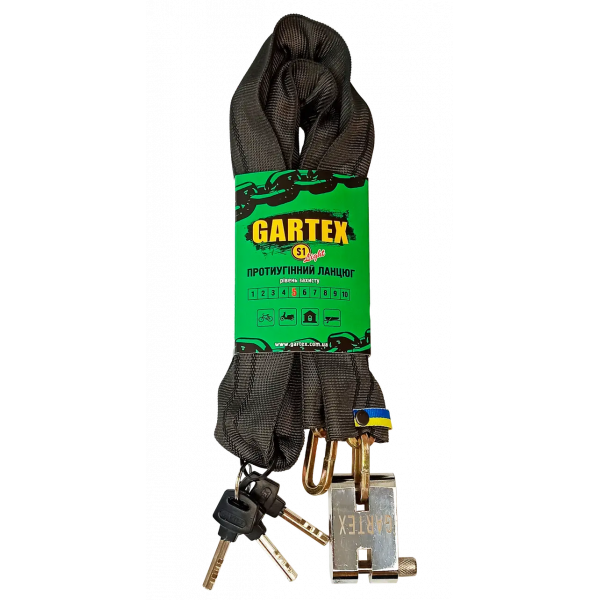 Протиугінний ланцюг (велозамок) Gartex S1 Light 1000x5 мм-001