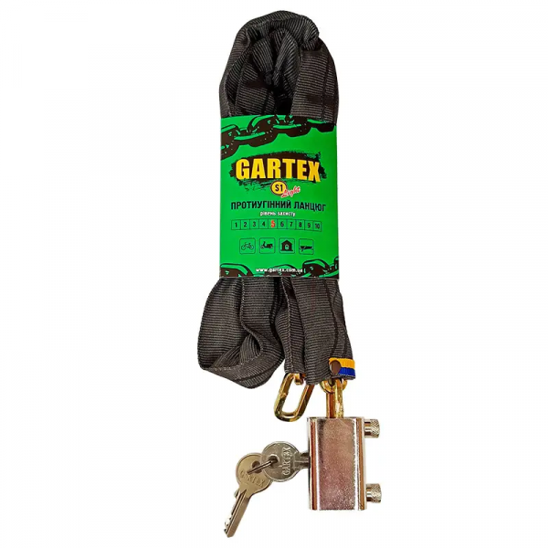 Протиугінний ланцюг (велозамок) Gartex S1 Light 1500x5 мм-002