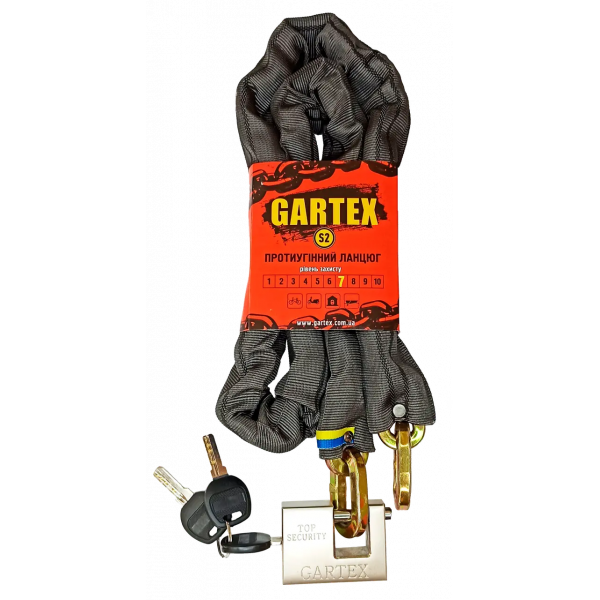 Протиугінний ланцюг (велозамок) Gartex S2 1000x8 мм-003