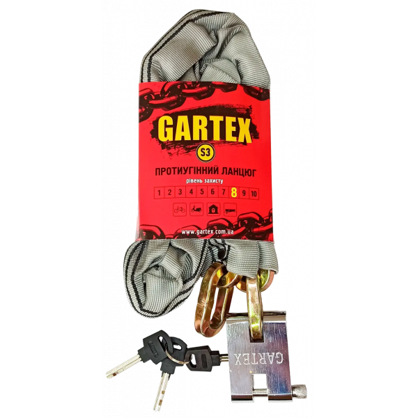Протиугінний ланцюг (велозамок) Gartex S3 1000x10 мм-007